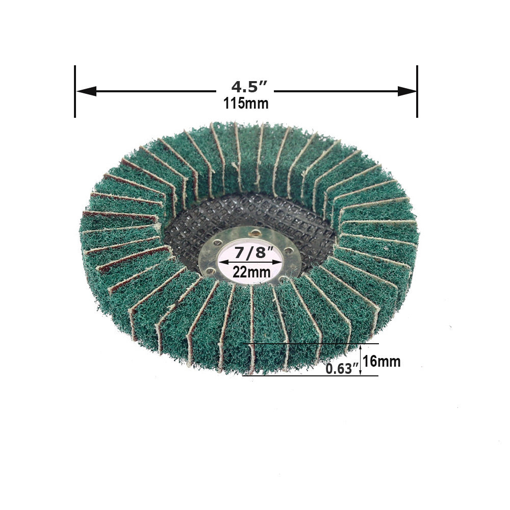 10 pcs 10 pieces 4"/4.5" Non-woven Fiber Flap Disc Lamellar Vertical Polishing Wheel Scouring Buffing Pad for angle grinders