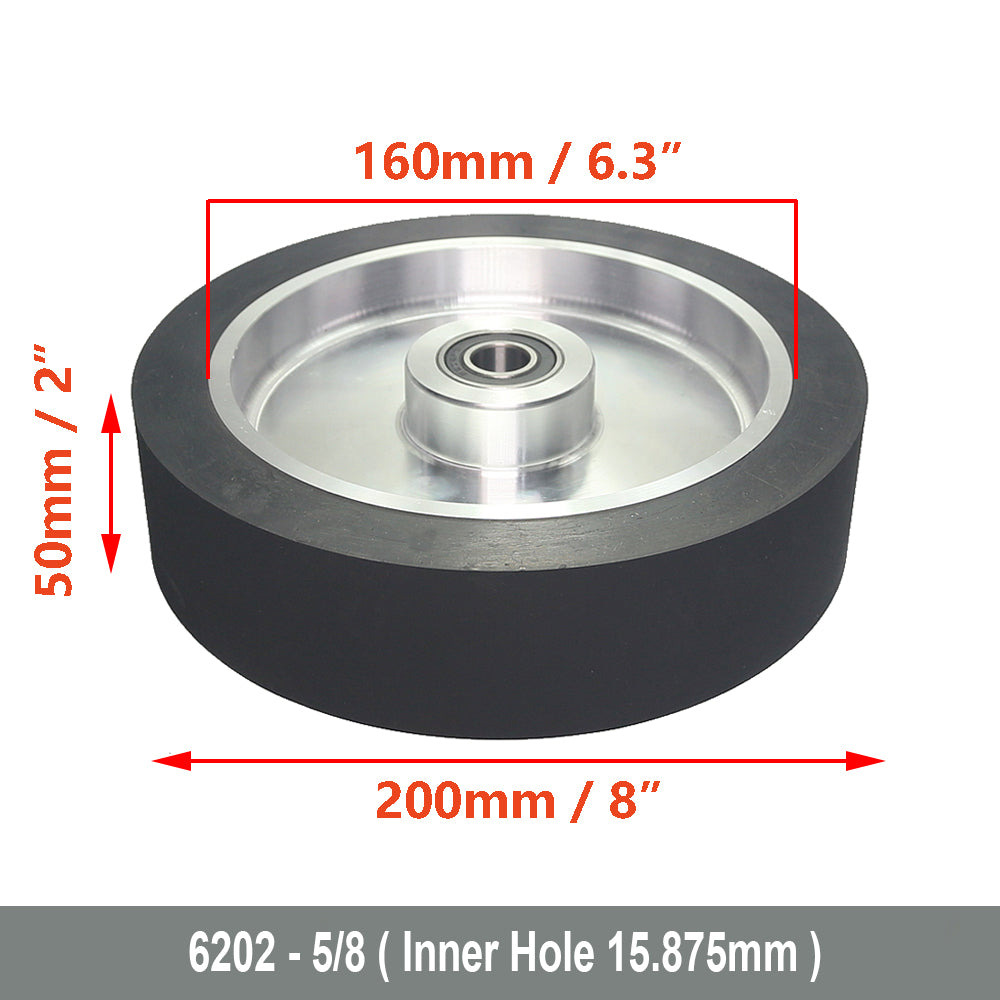 1 piece 200x50mm Grooved/Solid Rubber Contact Wheel 8x2" Belt Sander Polishing Wheel Abrasive Belts Set
