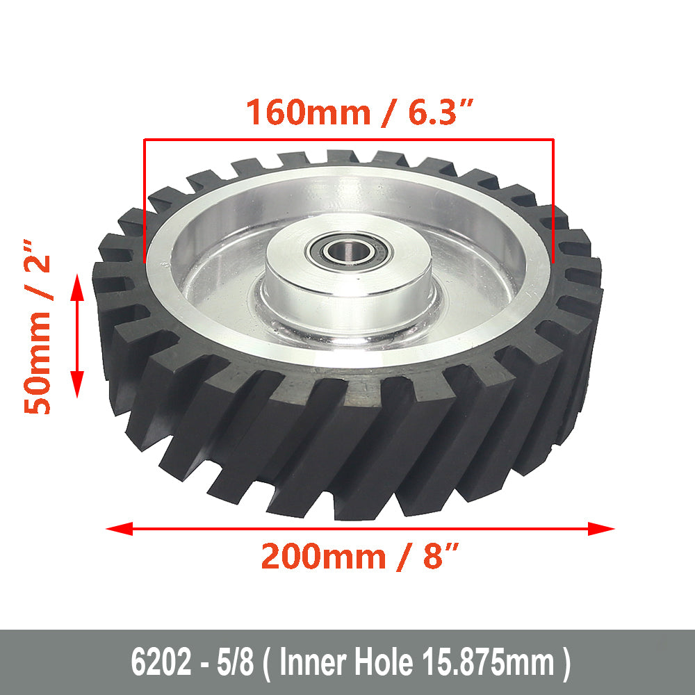1 piece 200x50mm Grooved/Solid Rubber Contact Wheel 8x2" Belt Sander Polishing Wheel Abrasive Belts Set