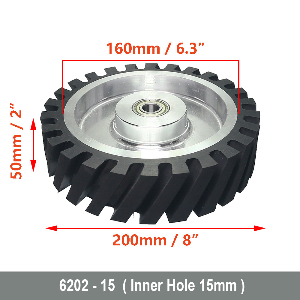 1 piece 200x50mm Grooved/Solid Rubber Contact Wheel 8x2" Belt Sander Polishing Wheel Abrasive Belts Set