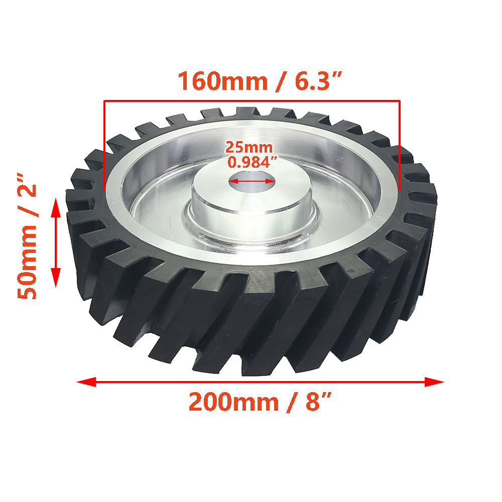 1 piece 200x50mm Grooved/Solid Rubber Contact Wheel 8x2" Belt Sander Polishing Wheel Abrasive Belts Set