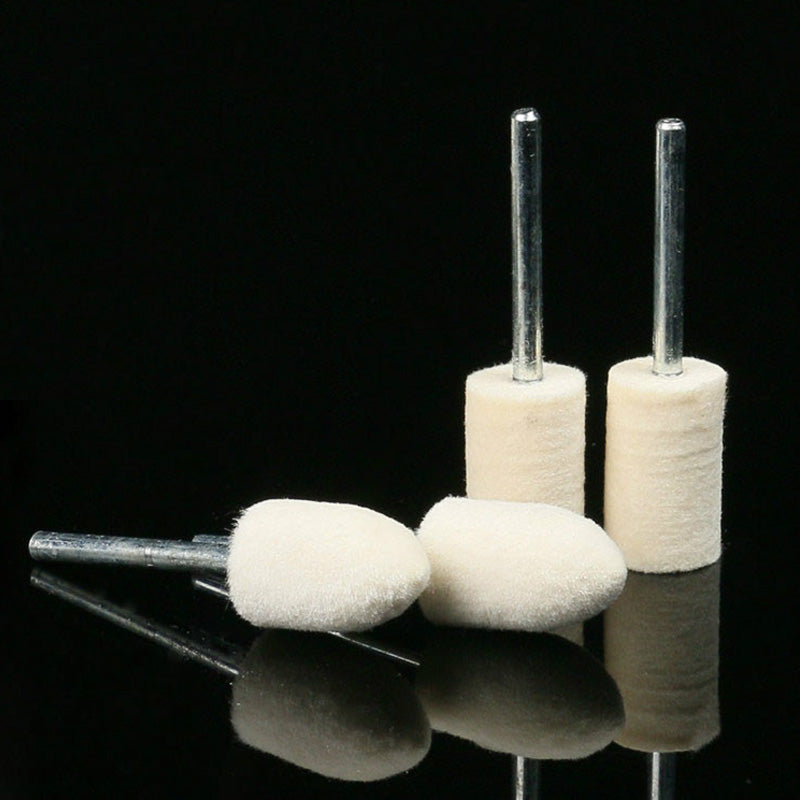 20 pcs OD 11/24" to 19/24" Wool Felt Bobs 1/8" Shaft Mounted Point Metal Plastic Mould Fine Polishing