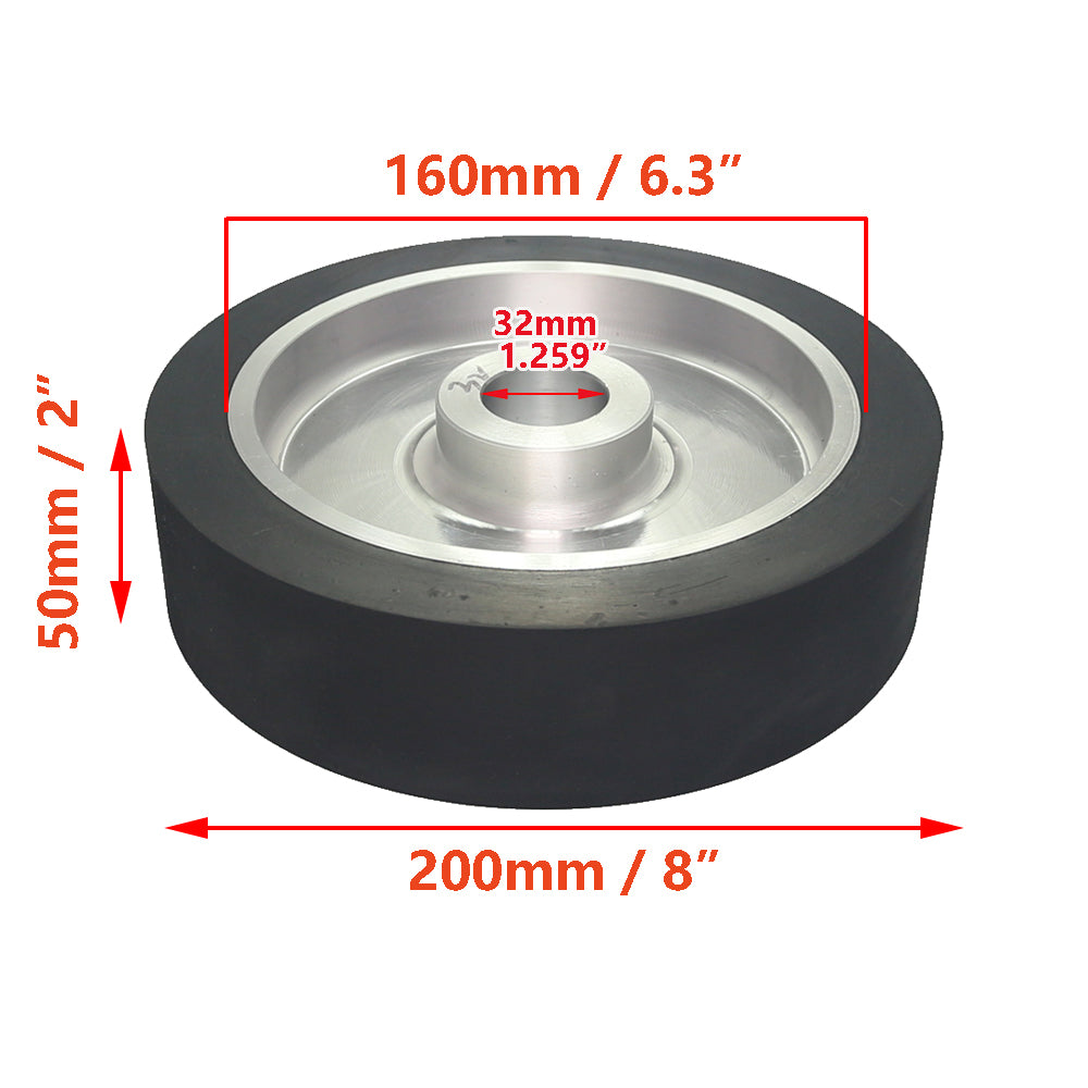 1 piece 200x50mm Grooved/Solid Rubber Contact Wheel 8x2" Belt Sander Polishing Wheel Abrasive Belts Set