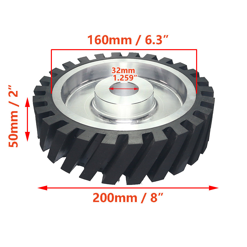1 piece 200x50mm Grooved/Solid Rubber Contact Wheel 8x2" Belt Sander Polishing Wheel Abrasive Belts Set
