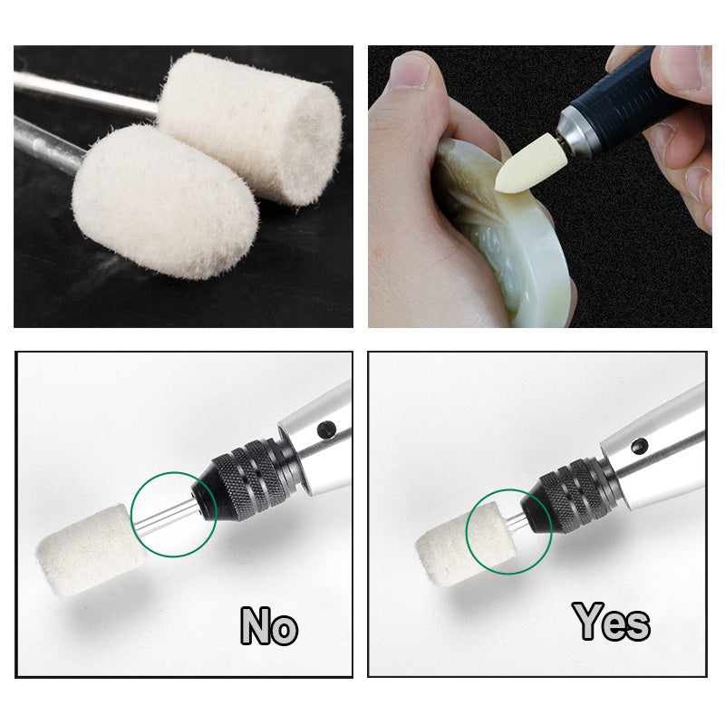 20 pcs OD 11/24" to 19/24" Wool Felt Bobs 1/8" Shaft Mounted Point Metal Plastic Mould Fine Polishing