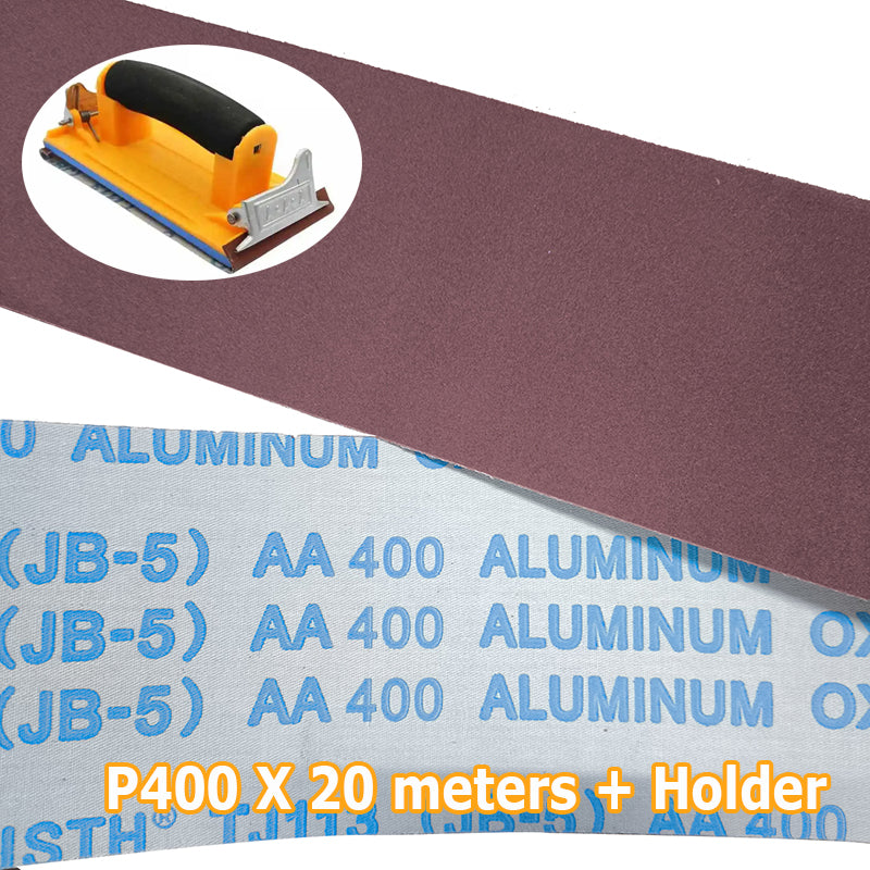 20 Meters 3.5"/90mm Width Sanding Cloth Flexible Tearable Hand Polishing Sandpaper Strips Holder