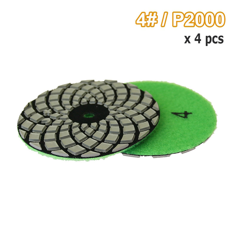 Marble 4-step Polishing Pad 100mm Dry Grinding Disc 4" for Stone 100 degree Gloss Finish