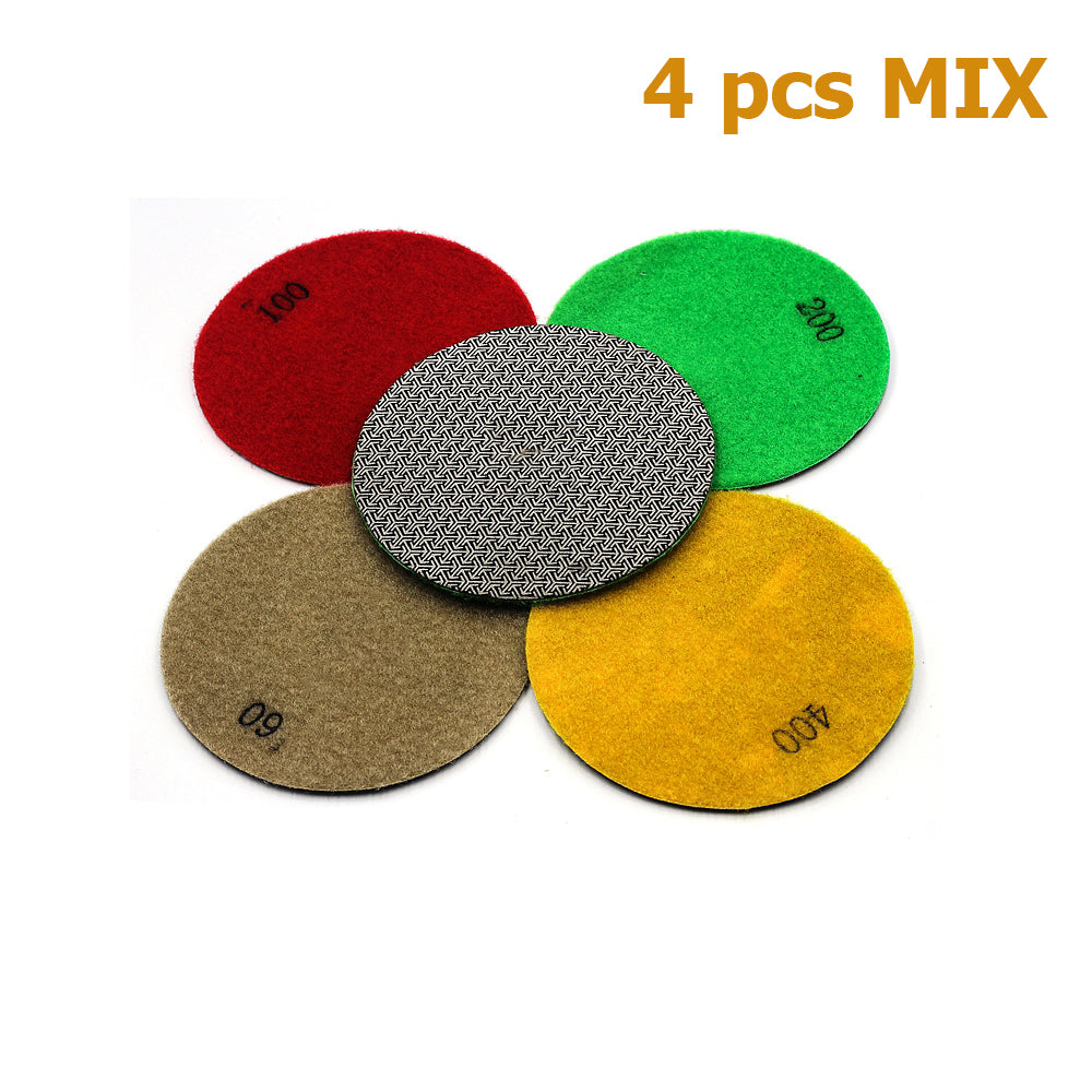4 pcs 2"/50mm Electroplated Diamond Polishing Pad Tile Glass Metal Wood Grinding Deburring Disc