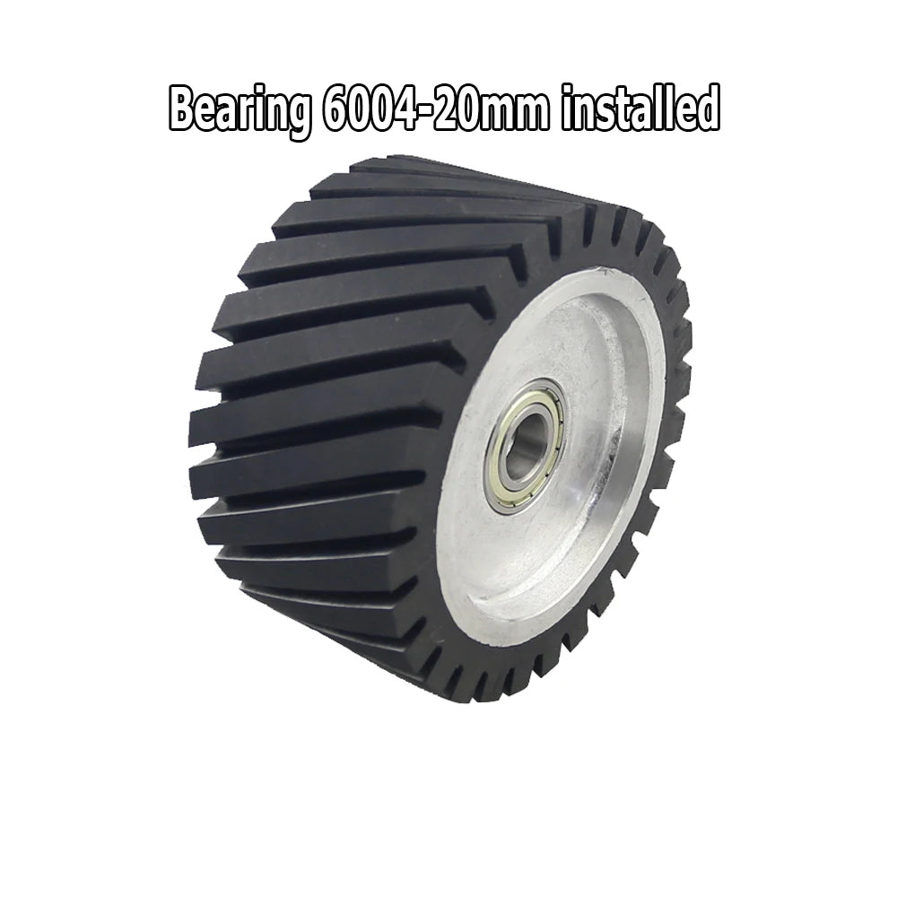 6x3 inch Serrated Rubber Contact Wheel 150x75mm Dynamically Balanced Belt Sander Polisher Wheel Sanding Belt Set