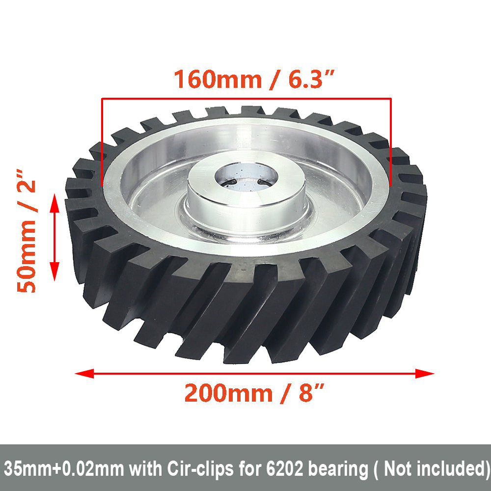 1 piece 200x50mm Grooved/Solid Rubber Contact Wheel 8x2" Belt Sander Polishing Wheel Abrasive Belts Set
