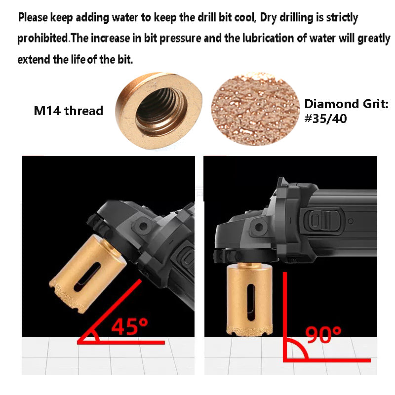 1 piece Vacuum Brazed Diamond Hole Opening Saw Angle Grinder Drilling Core Bit for Stone Mable Granite