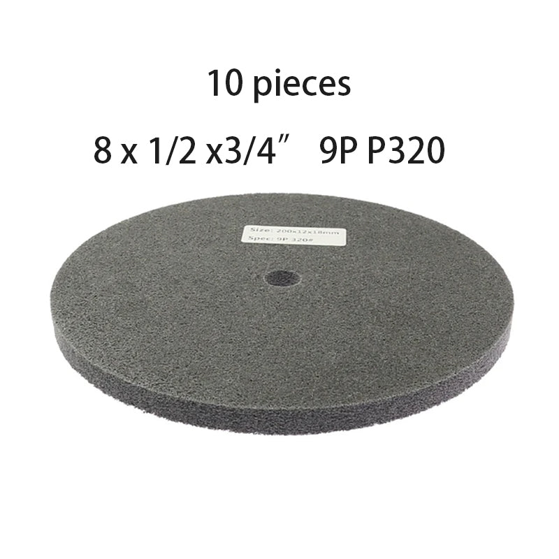 10 pieces 5"/6"/8"x1/2" Nylon Unitized Polishing Buffing Wheel for Stainless Steel Slots Finish