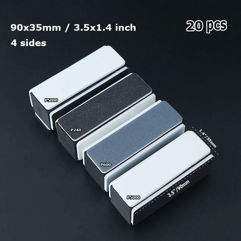 20 pieces Abrasive Grinding Sponge Sanding Block Woodworking Nail File Metal Mirror Buffer Polishing Finishing Manicure Tool