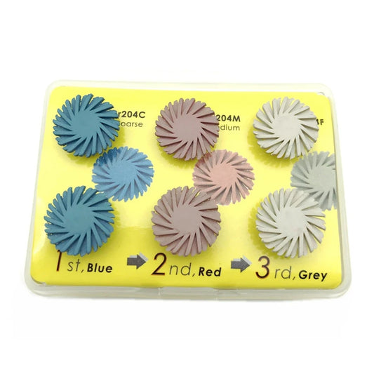 6 pcs/box Dental Composite Resin Polishing Disc wheel Kit 3 Step Brush Burs Silicone Diamond