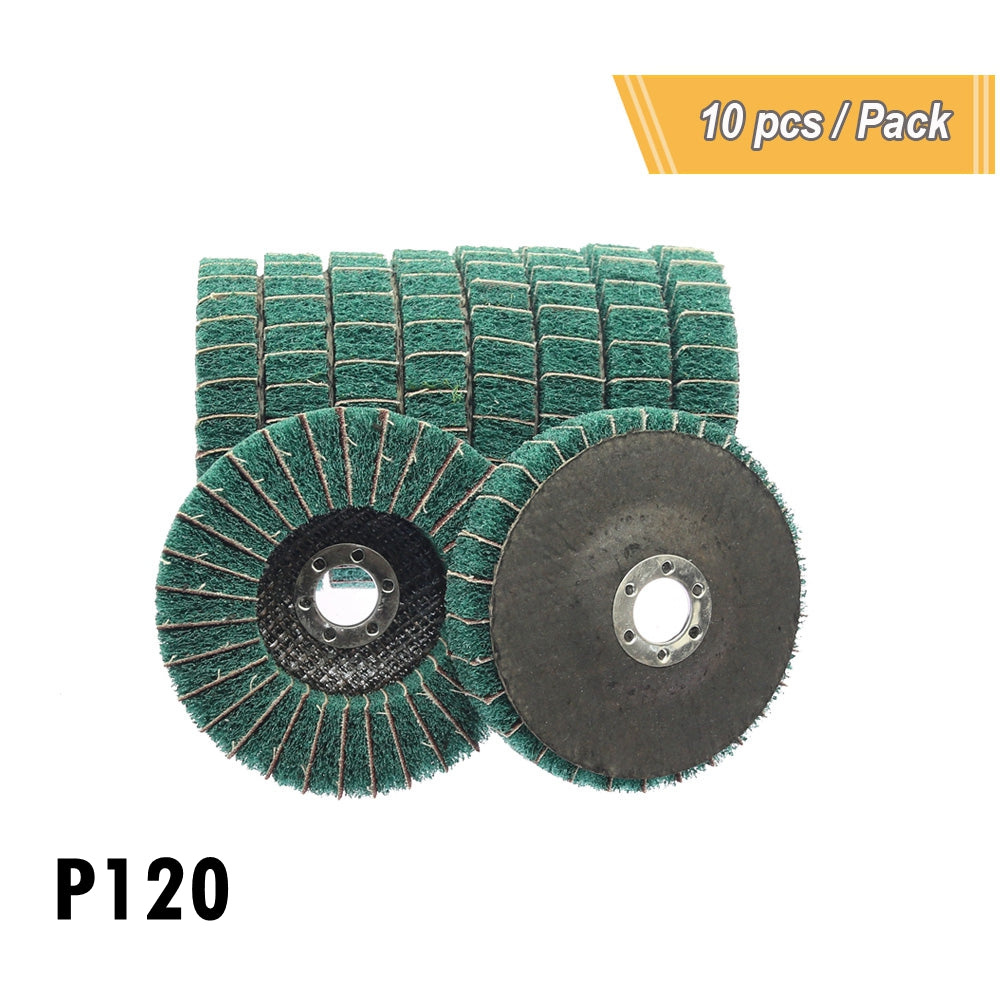 10 pcs 10 pieces 4"/4.5" Non-woven Fiber Flap Disc Lamellar Vertical Polishing Wheel Scouring Buffing Pad for angle grinders