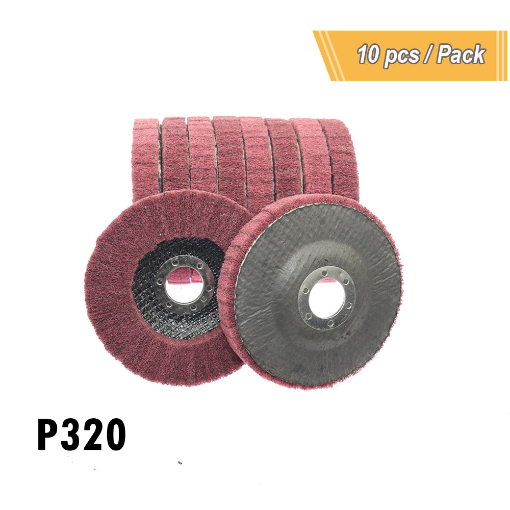 10 pcs 10 pieces 4"/4.5" Non-woven Fiber Flap Disc Lamellar Vertical Polishing Wheel Scouring Buffing Pad for angle grinders