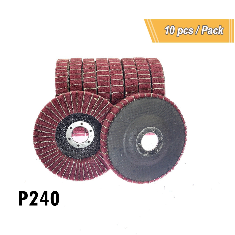 10 pcs 10 pieces 4"/4.5" Non-woven Fiber Flap Disc Lamellar Vertical Polishing Wheel Scouring Buffing Pad for angle grinders