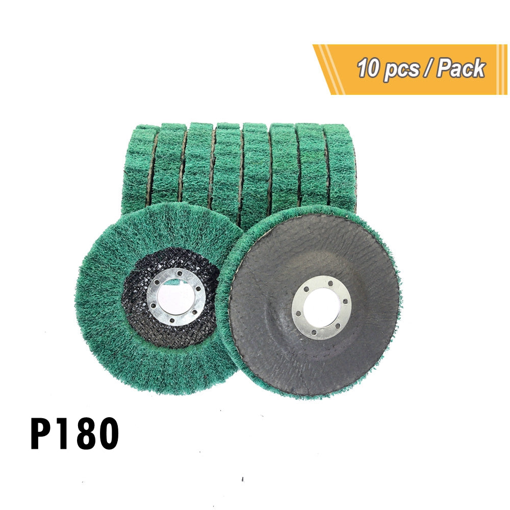 10 pcs 10 pieces 4"/4.5" Non-woven Fiber Flap Disc Lamellar Vertical Polishing Wheel Scouring Buffing Pad for angle grinders