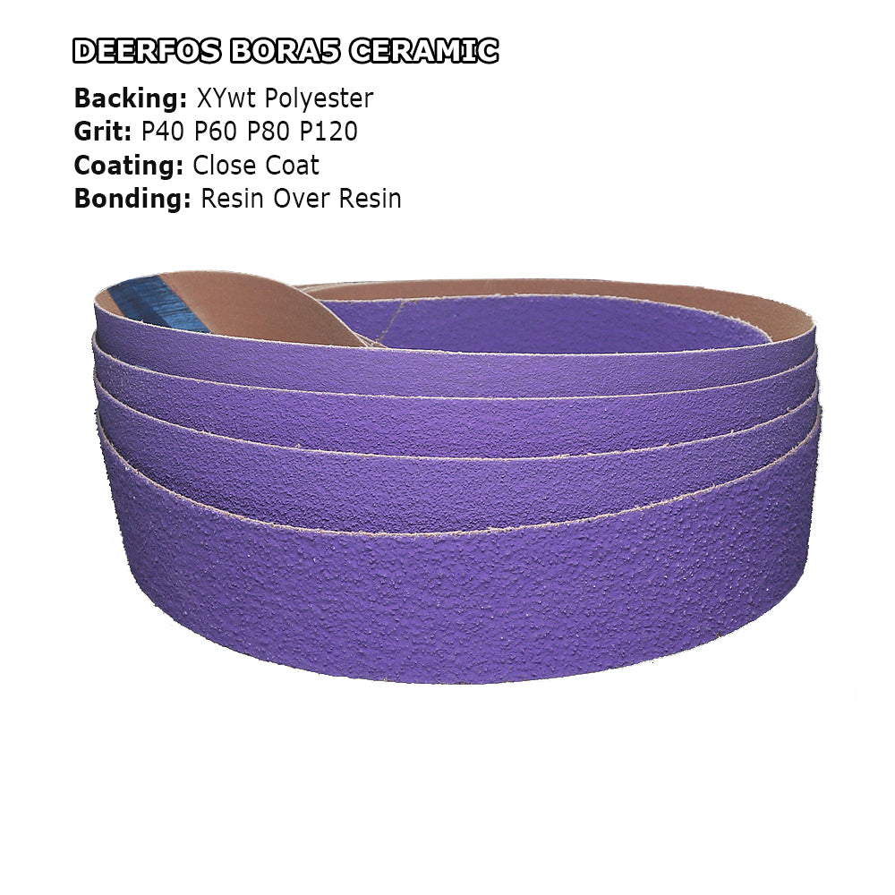 2x42 inch BORA5 Ceramic Abrasive Sanding Belts GXK51-P AO Grinding Bands for Steel Plastic Wood Polishing