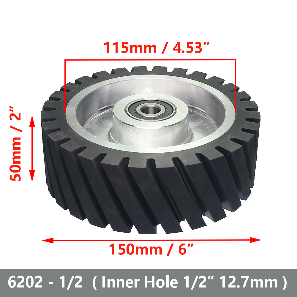 6x2 inch Grooved/Solid Rubber Contact wheel 150x50mm Belt Grinder Wheel Abrasive Belt Set