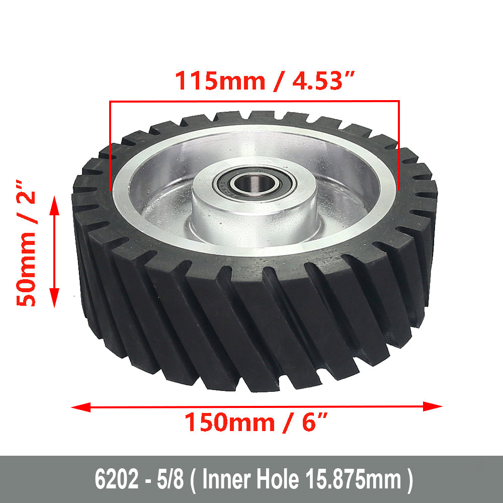 6x2 inch Grooved/Solid Rubber Contact wheel 150x50mm Belt Grinder Wheel Abrasive Belt Set