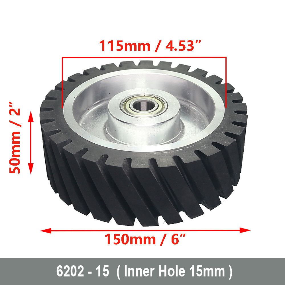 6x2 inch Grooved/Solid Rubber Contact wheel 150x50mm Belt Grinder Wheel Abrasive Belt Set