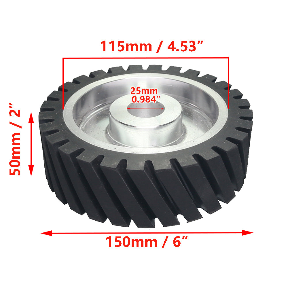 6x2 inch Grooved/Solid Rubber Contact wheel 150x50mm Belt Grinder Wheel Abrasive Belt Set