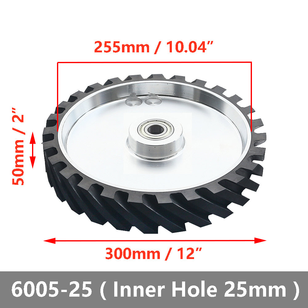 1 piece 300x50mm Grooved/Solid Rubber Contact Wheel 12x2" Dynamically Balanced Belt Sander Grinder Sanding Belt Set
