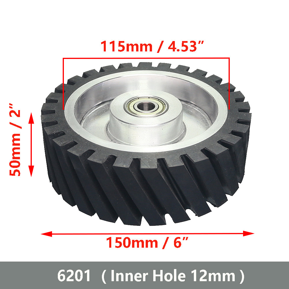 6x2 inch Grooved/Solid Rubber Contact wheel 150x50mm Belt Grinder Wheel Abrasive Belt Set