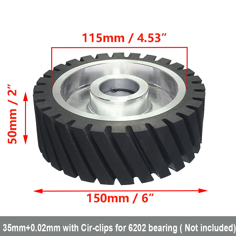 6x2 inch Grooved/Solid Rubber Contact wheel 150x50mm Belt Grinder Wheel Abrasive Belt Set