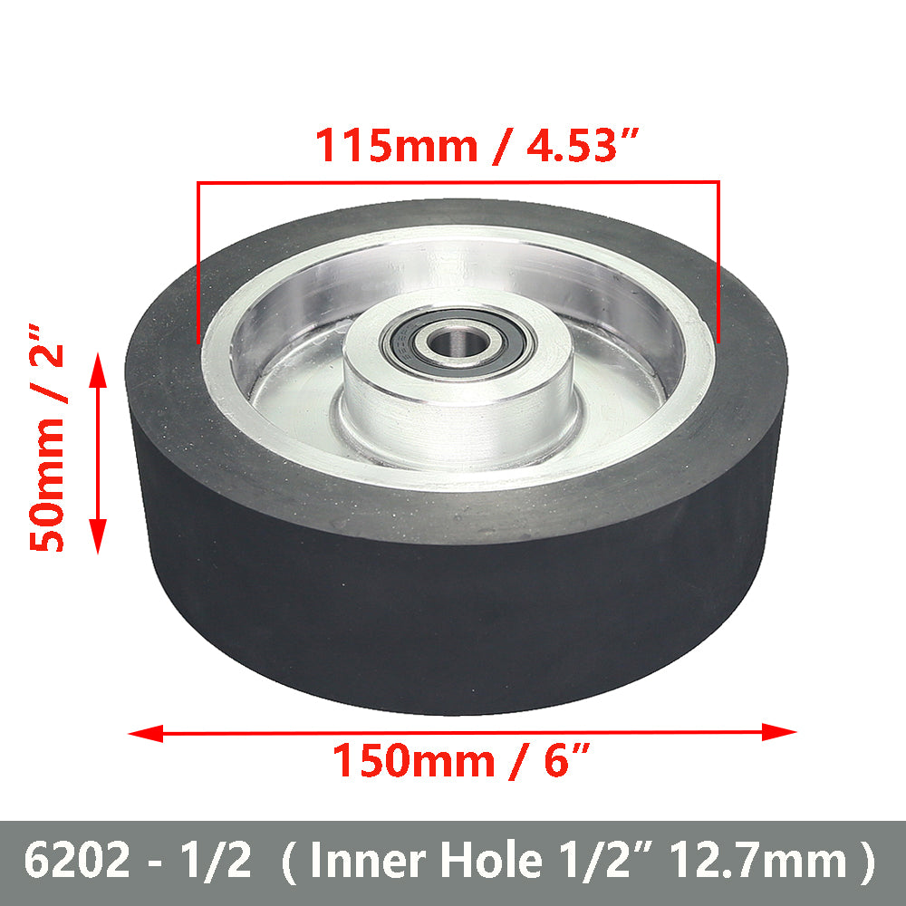 6x2 inch Grooved/Solid Rubber Contact wheel 150x50mm Belt Grinder Wheel Abrasive Belt Set
