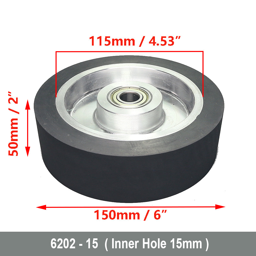6x2 inch Grooved/Solid Rubber Contact wheel 150x50mm Belt Grinder Wheel Abrasive Belt Set