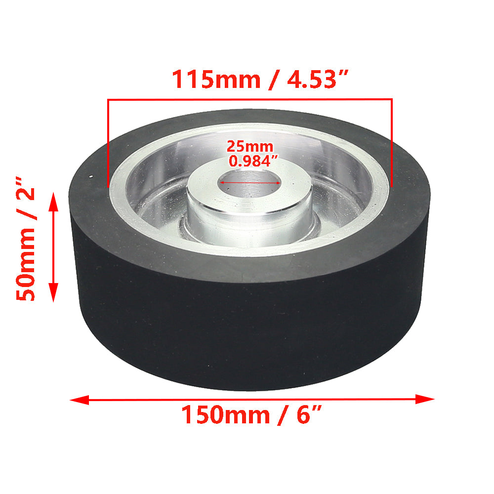 6x2 inch Grooved/Solid Rubber Contact wheel 150x50mm Belt Grinder Wheel Abrasive Belt Set