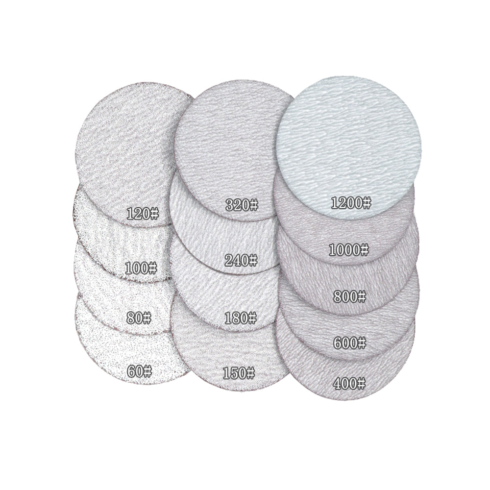 100 pcs 3"/75mm Dry Abrasive Sanding Disc P60 -P1000 Air Sander Tools for Wood Grinding Polishing