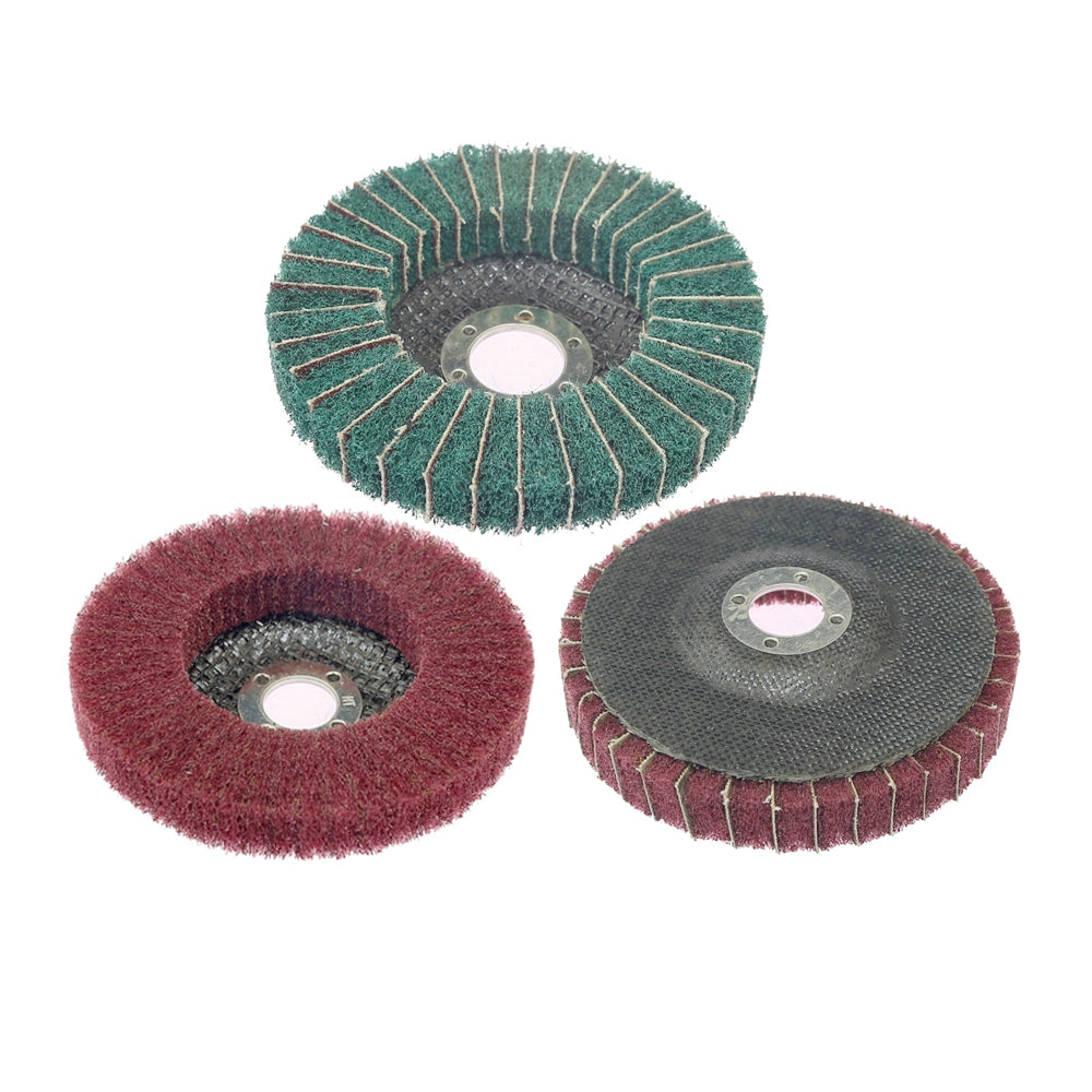 10 pcs 10 pieces 4"/4.5" Non-woven Fiber Flap Disc Lamellar Vertical Polishing Wheel Scouring Buffing Pad for angle grinders