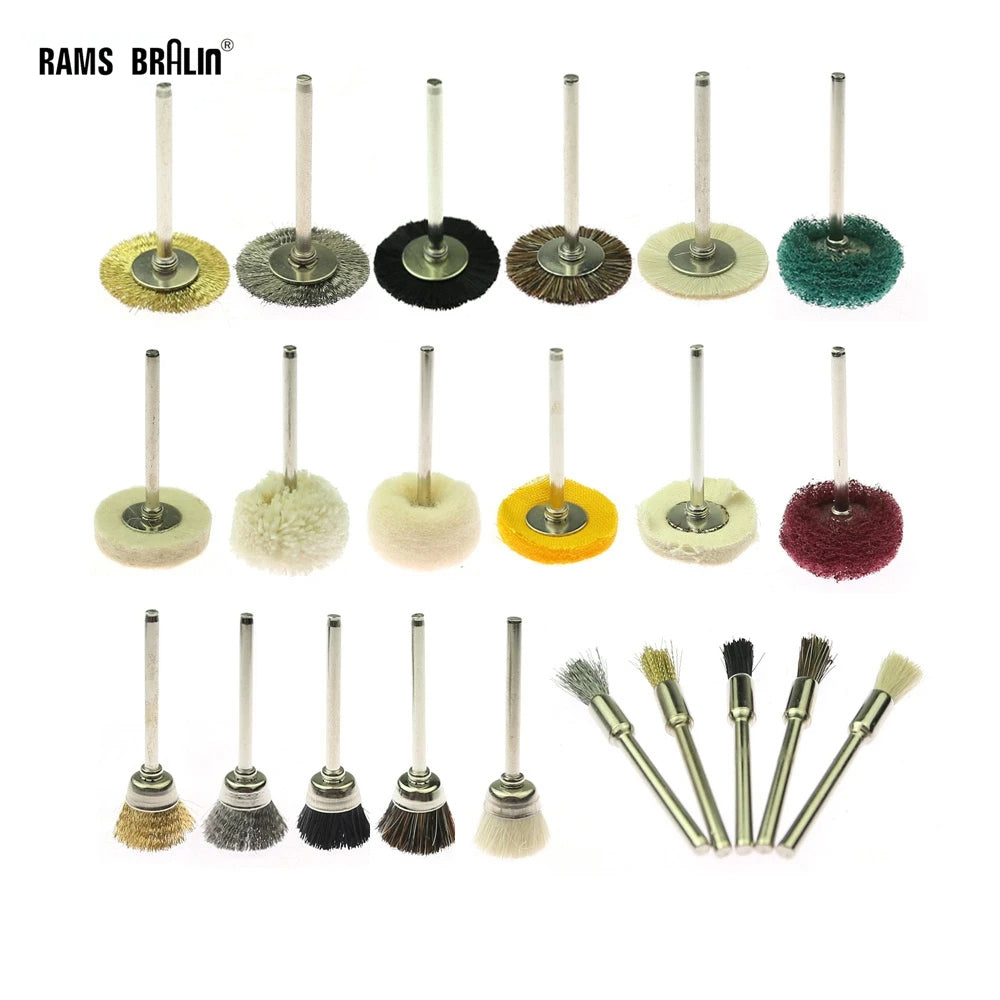 100 pcs 1/8" shank Mounted Mini Polishing Brush Grinding Wheel for Jade Jewelry Rings Mold Finish