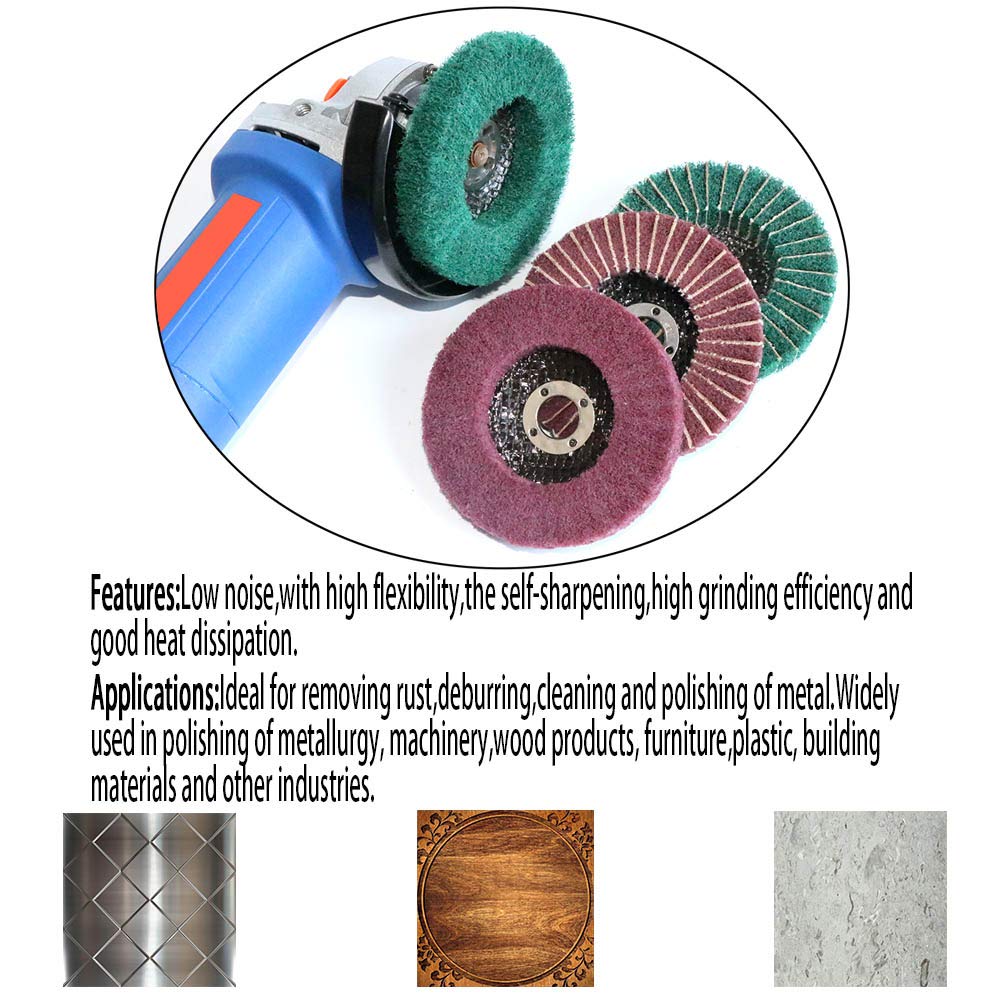 10 pcs 10 pieces 4"/4.5" Non-woven Fiber Flap Disc Lamellar Vertical Polishing Wheel Scouring Buffing Pad for angle grinders