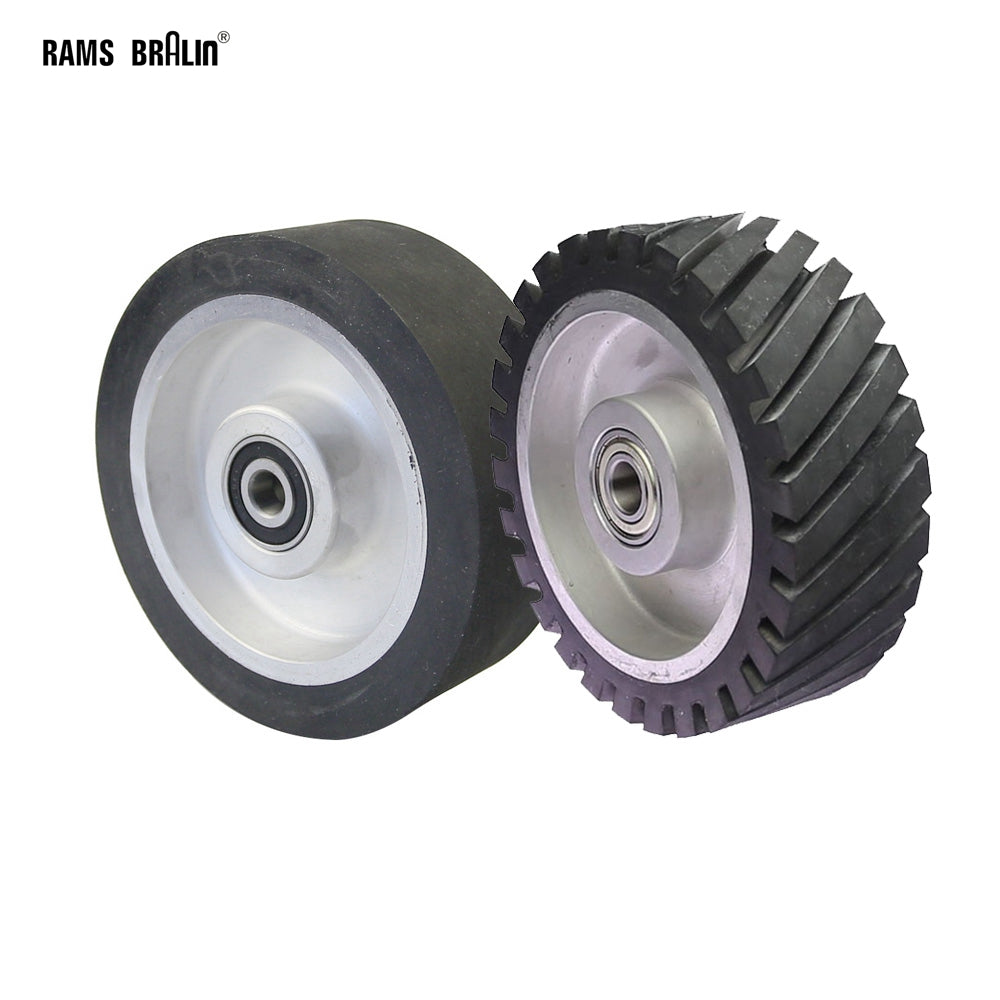 6x2 inch Grooved/Solid Rubber Contact wheel 150x50mm Belt Grinder Wheel Abrasive Belt Set