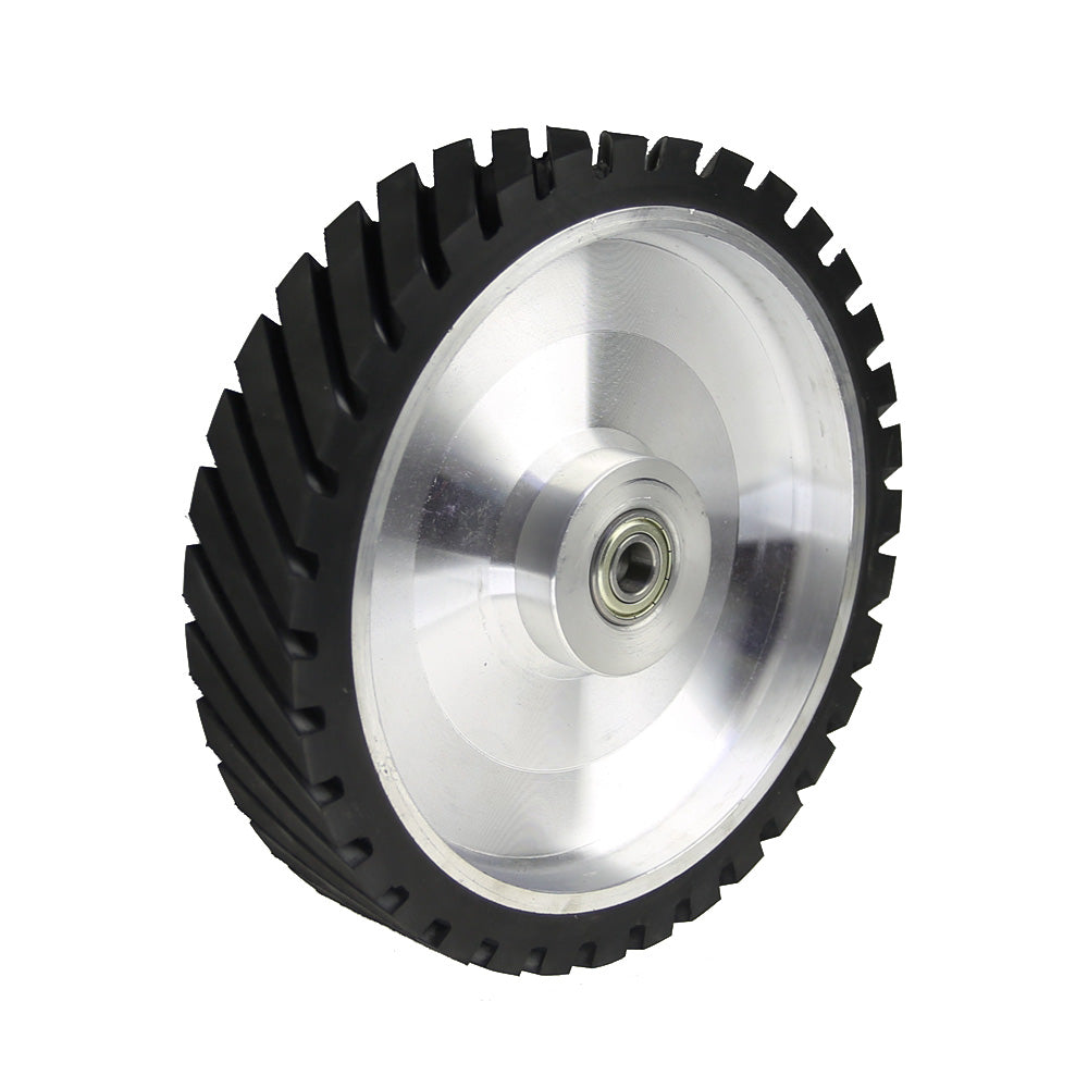 1 piece 250x50mm Belt Grinder Contact wheel Grooved Rubber Wheel