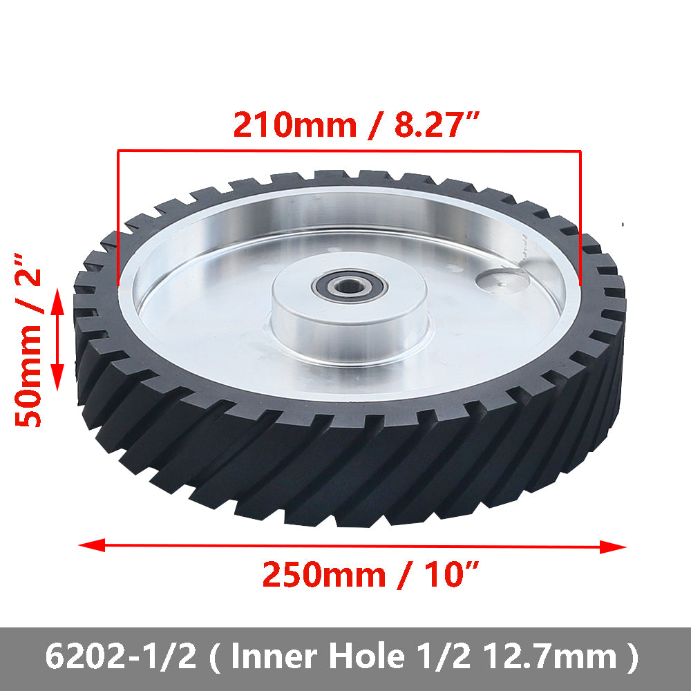 1 piece 250x50mm Belt Grinder Contact wheel 10x2 inch Grooved Rubber Wheel for Abrasive Sanding Belt