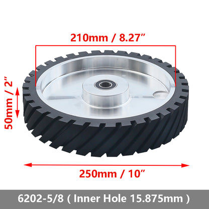 1 piece 250x50mm Belt Grinder Contact wheel 10x2 inch Grooved Rubber Wheel for Abrasive Sanding Belt