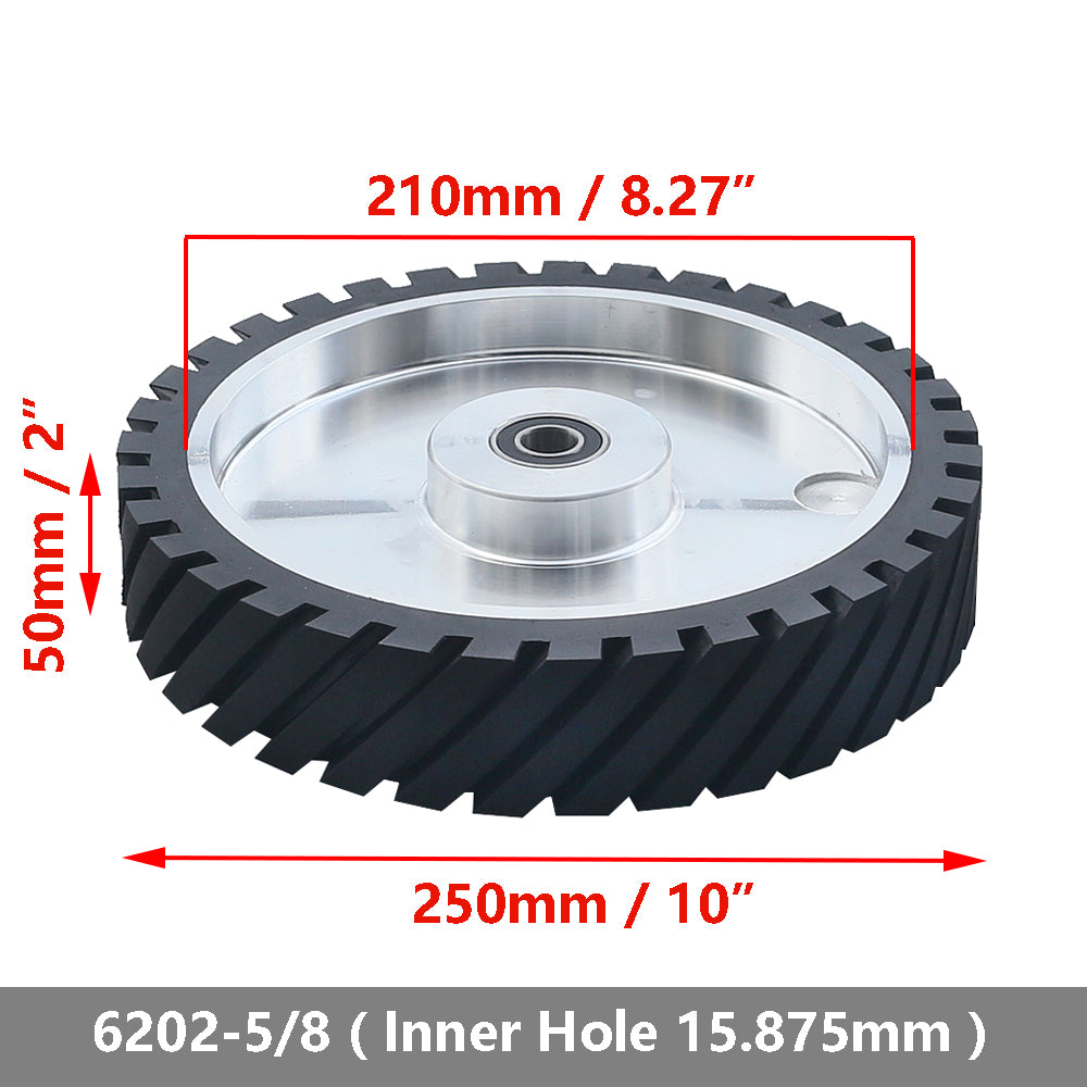 1 piece 250x50mm Belt Grinder Contact wheel 10x2 inch Grooved Rubber Wheel for Abrasive Sanding Belt