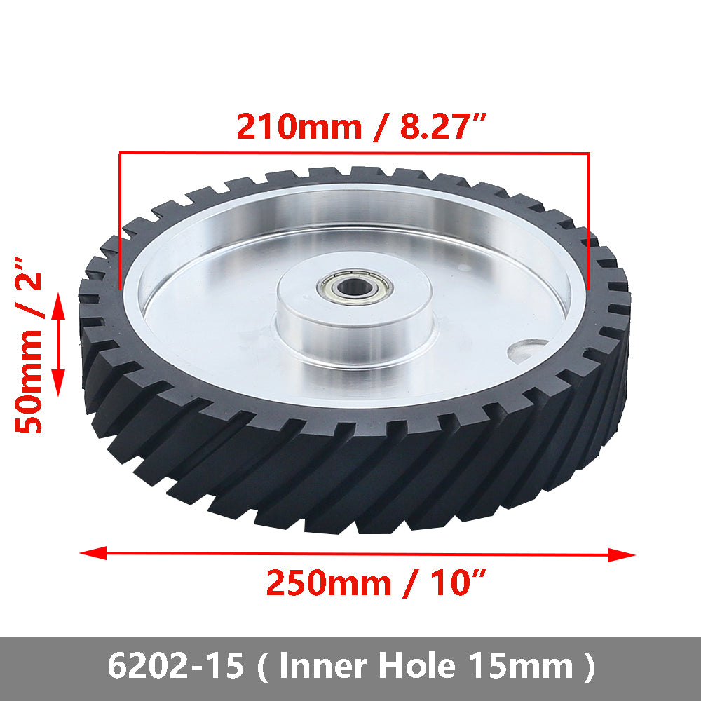 1 piece 250x50mm Belt Grinder Contact wheel 10x2 inch Grooved Rubber Wheel for Abrasive Sanding Belt