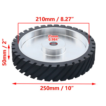 1 piece 250x50mm Belt Grinder Contact wheel 10x2 inch Grooved Rubber Wheel for Abrasive Sanding Belt