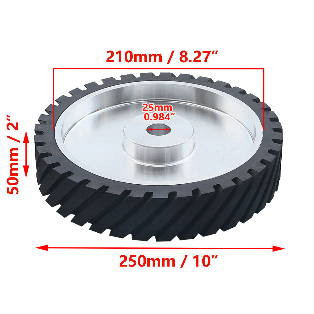 1 piece 250x50mm Belt Grinder Contact wheel 10x2 inch Grooved Rubber Wheel for Abrasive Sanding Belt