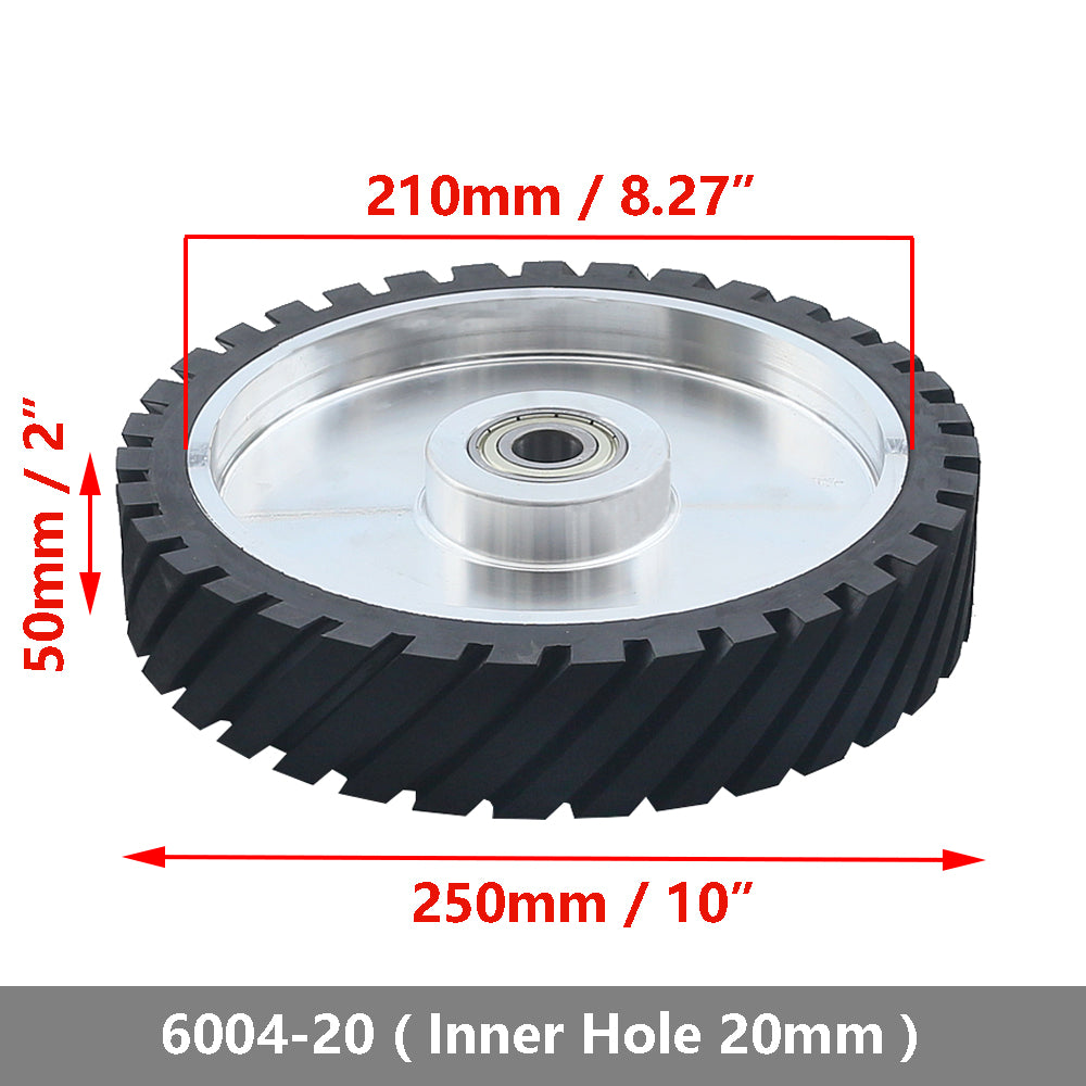 1 piece 250x50mm Belt Grinder Contact wheel 10x2 inch Grooved Rubber Wheel for Abrasive Sanding Belt
