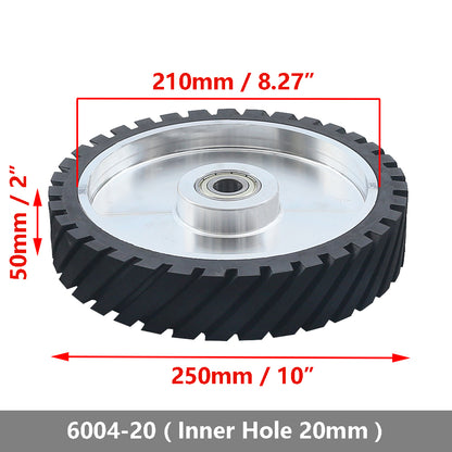 1 piece 250x50mm Belt Grinder Contact wheel 10x2 inch Grooved Rubber Wheel for Abrasive Sanding Belt