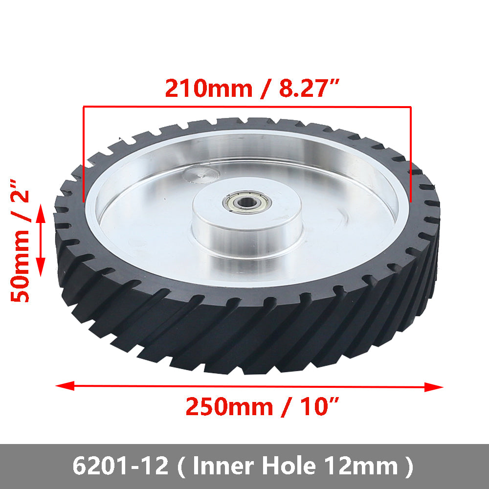 1 piece 250x50mm Belt Grinder Contact wheel 10x2 inch Grooved Rubber Wheel for Abrasive Sanding Belt