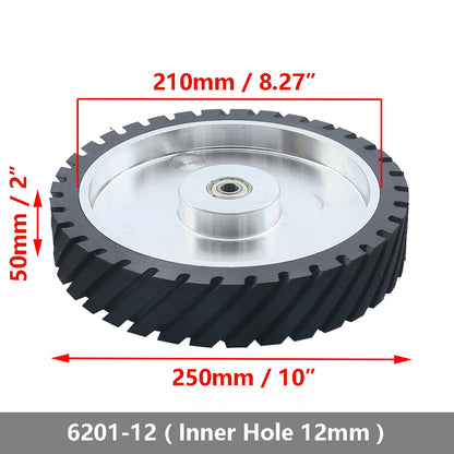 1 piece 250x50mm Belt Grinder Contact wheel 10x2 inch Grooved Rubber Wheel for Abrasive Sanding Belt
