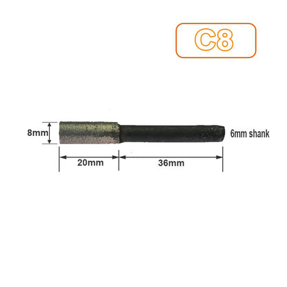 6 pieces OD 6-16mm Cylindrical Diamond Sintered Mounted Point Bit for Stone Engraving Carving Grinding